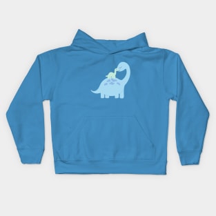 Dinosaur kids logo blue green mum mummy baby Kids Hoodie